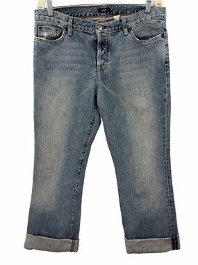 J. Crew Women’s Cuffed Straight Leg Light Blue Wash Button Fly Jeans Size 10